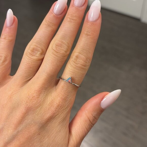 The Ina Sz 7 Sterling silver opal triangle ring - Picture 1 of 6